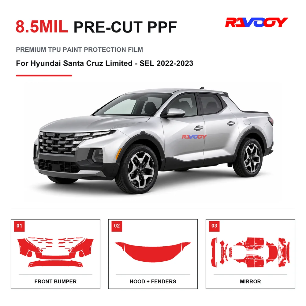 Precut PPF For Hyundai Santa Cruz Limited - SEL 2022-2023 8.5mil TPU Clear Paint Protection Film Self Healing Hydrophobic UV