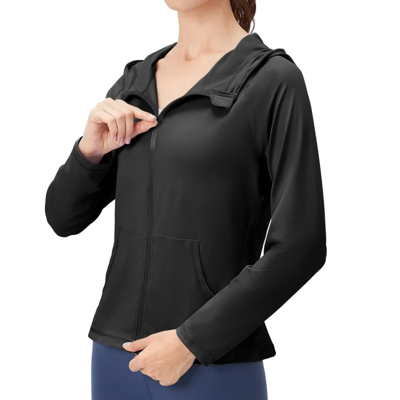 Women Sport Jackets Zipper Long Sleeve Pocket Yoga Tops Coat Slim Running Sweatshirts Female Quick Drying Gym Fitness Cardigan