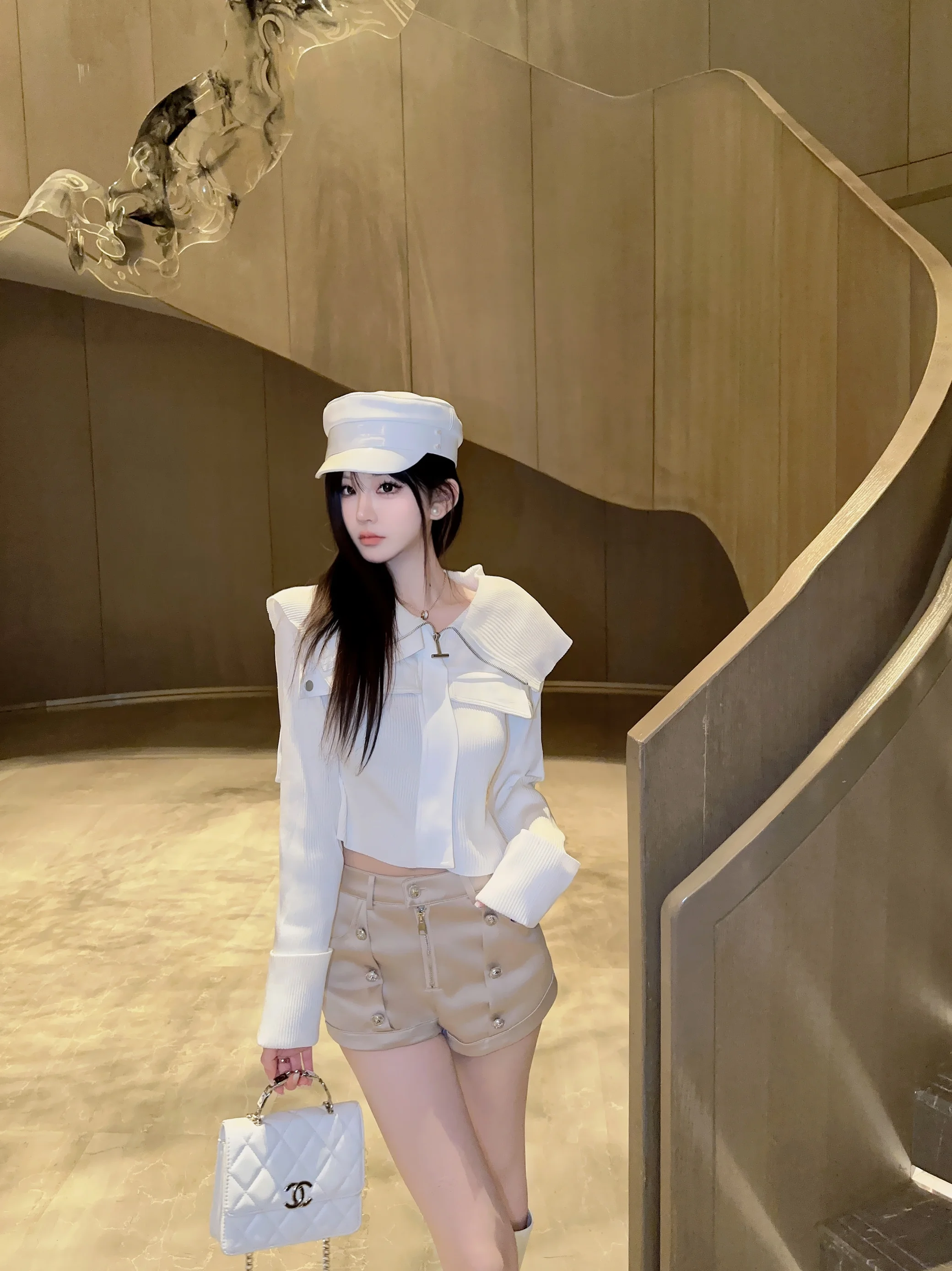 Satin Double-breasted Shorts Zipper High Waist Suit Shorts for Women Slim Fit Casual Pants Elegant Office Lady All Match