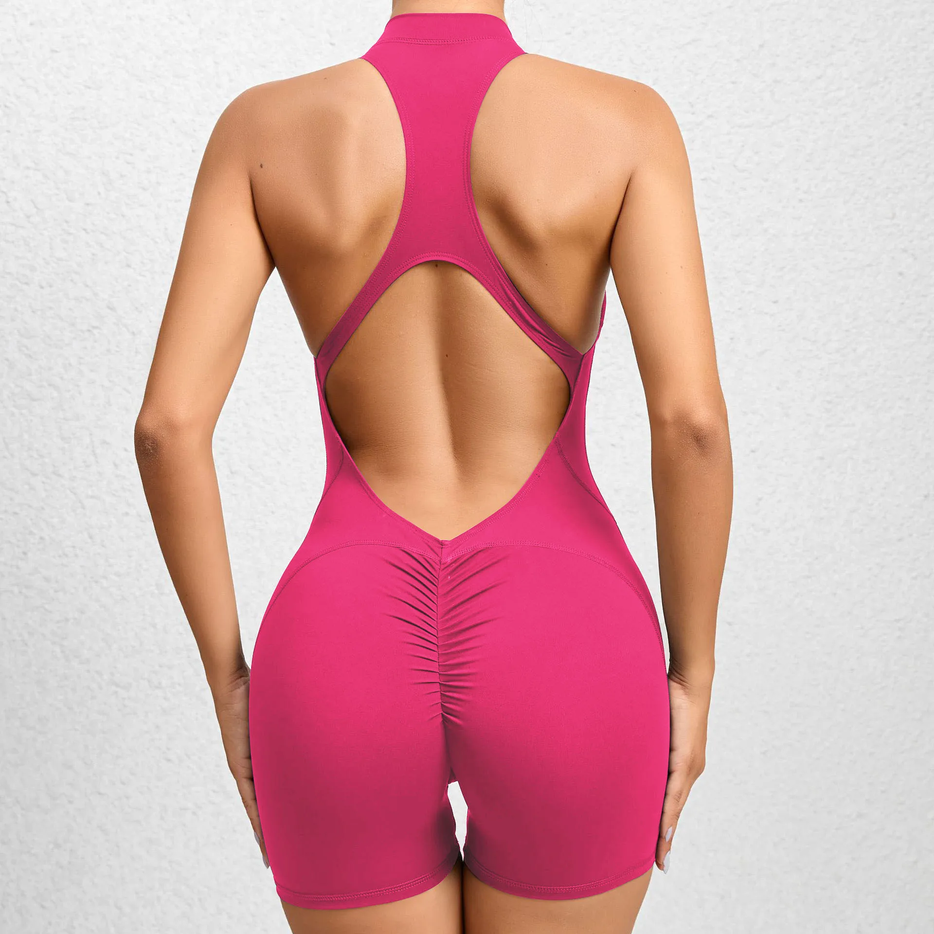 Seamless Yoga Jumpsuits One-Piece Zipper Sports Fitness Hollow Beauty Back Hip-lifting Running Training Tracksuits for Women