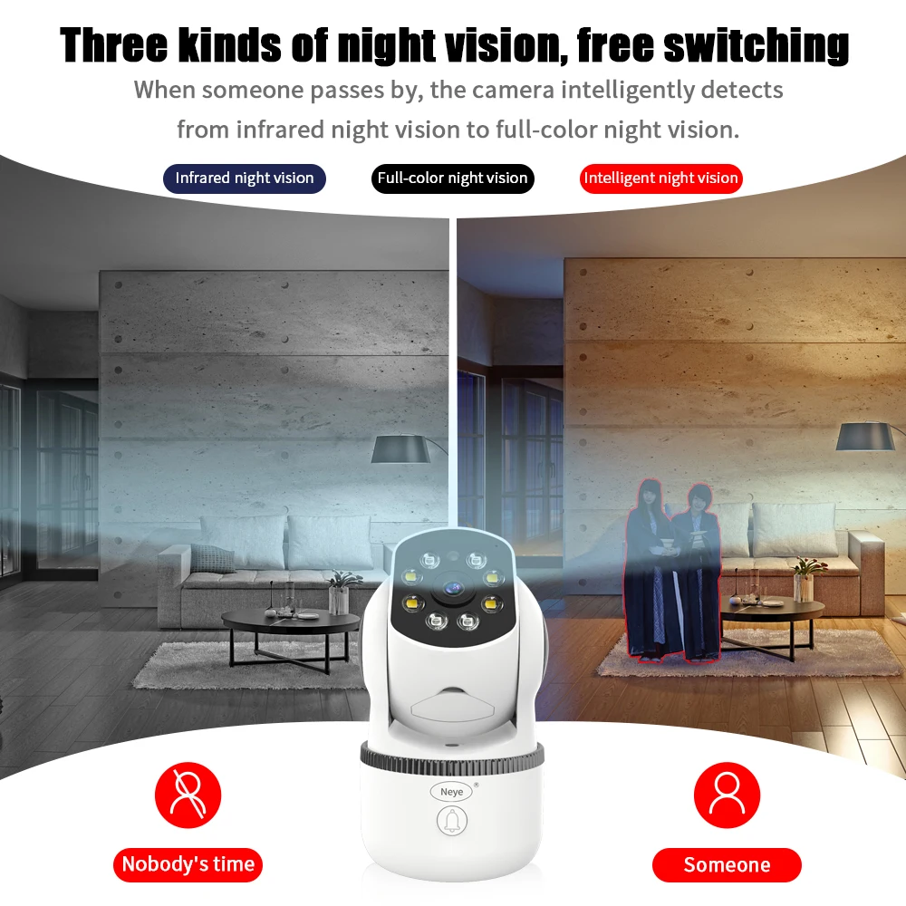 Neye 8MP 4K WiFi كاميرا المنزل الذكي 10X التكبير الرقمي داخلي مراقبة الطفل AI تتبع تلقائي CCTV كاميرا الصوت ثنائية الاتجاه
