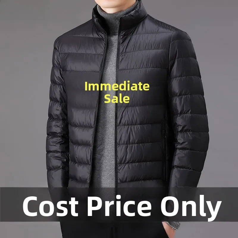 

Men's Winter Lightweight down Cotton Jaet ort Casual Stand Collar Warm Top Dad Men's Clothing Cotton Coat Outerwear