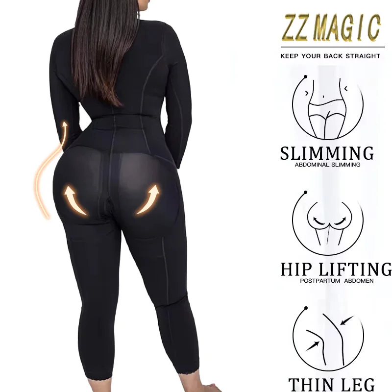 Faja Colombiana Full Body Shapewear Slimming Flatten Abdomen Body Shaper Reducing and Shapers Bodysuit Underwear with Long Pants