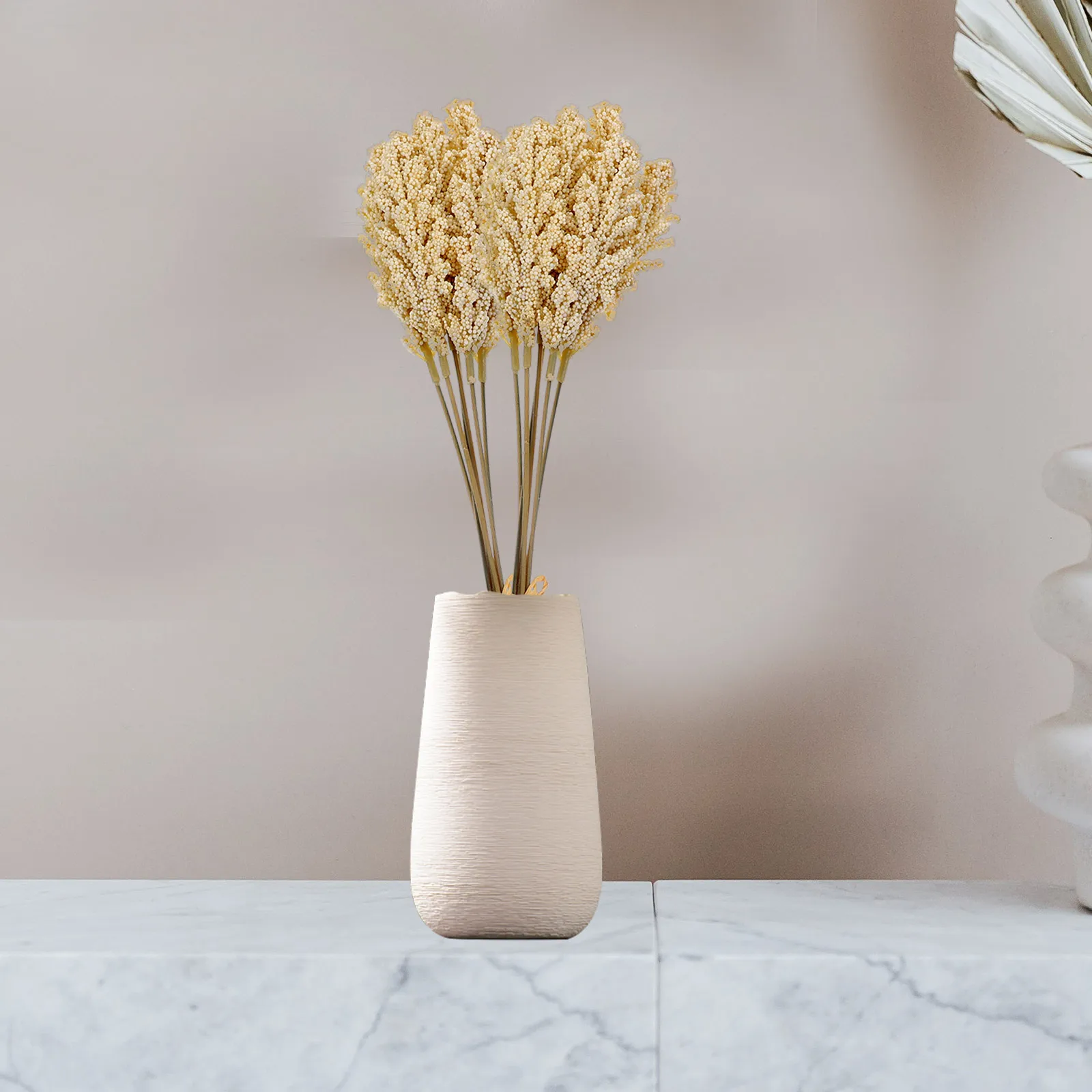 

2 Bouquets Artificial Grain Faux Wheat Plants Indoor Dried Flowers for Crafts Decoration Home Office Hotel Garden