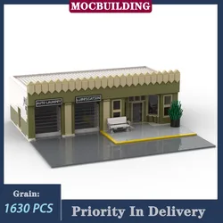 Urban Architecture Tower Garage - Get Your Bricks on Route 66 Model Building Block MOC Car Repair Shop Collection Toy Gifts