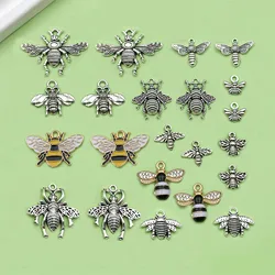 Random 20pcs Alloy Bee Design Charms Vintage Insect Pendants for DIY Bracelet Necklace Jewelry Making Accessories