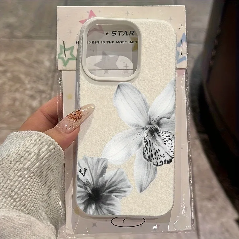 Casing Ponsel Pola Bunga Hitam Putih Untuk Xiaomi 14T Pro, Xiaomi 13T 15 14 13, Silikon Lembut Tahan Banting TPU Bumper Cover