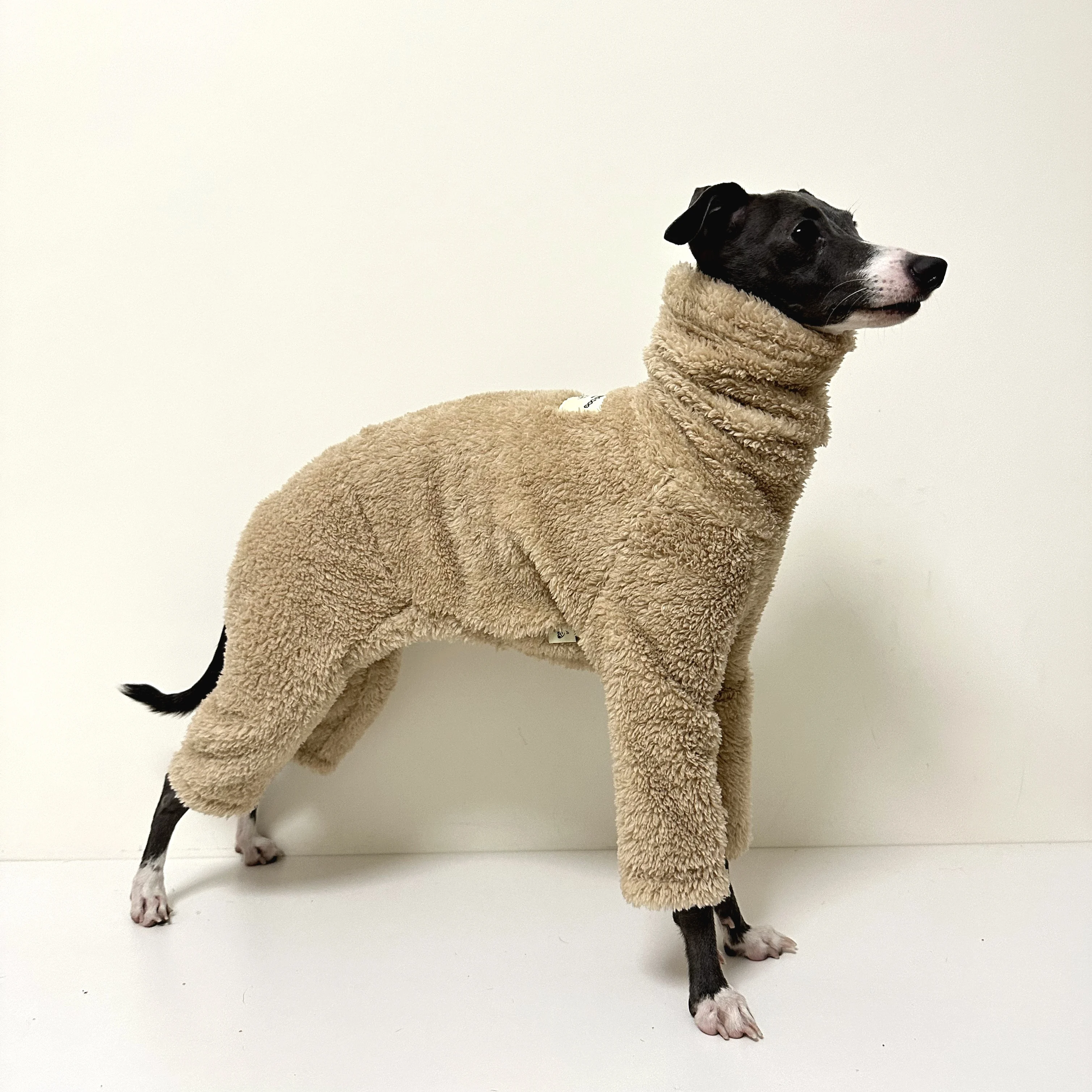

Winter Four-legged Italian Greyhound Dog Clothes Double Side Whippet High Collar Brown Jumpsuit for Small Media Large Dogs