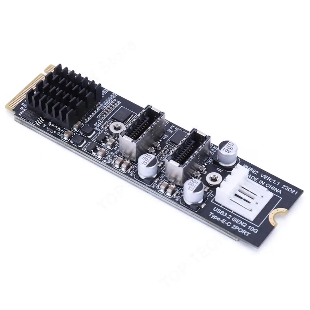 

NVME NGFF M-Key To Dual Type-E USB 3.1 Карта расширения на передней панели Адаптер передних карт расширения 10 ГБ USB-C Hub Riser для ПК