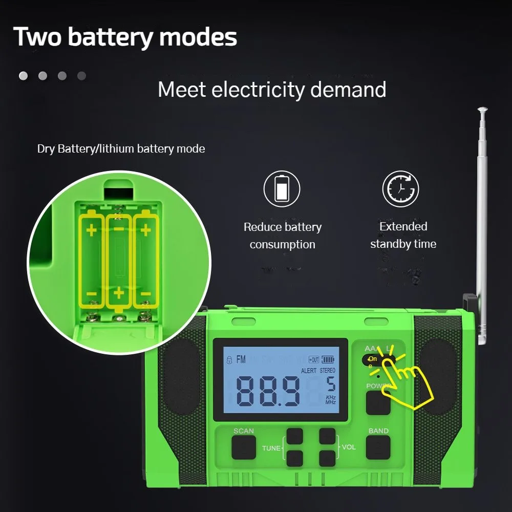 STR-L15 Hand-Crank Power Solar Carregamento Equipamento Ao Ar Livre, Prevenção De Desastres Rádio Multi-função, Iluminação De Emergência