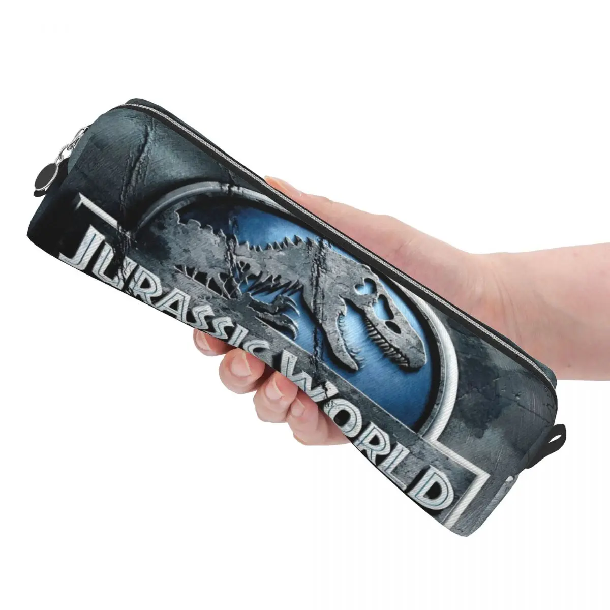 Jurassic world logotipo dinossauro lápis casos caneta titular sacos de lápis para estudante grande armazenamento material escolar zíper pencilcases