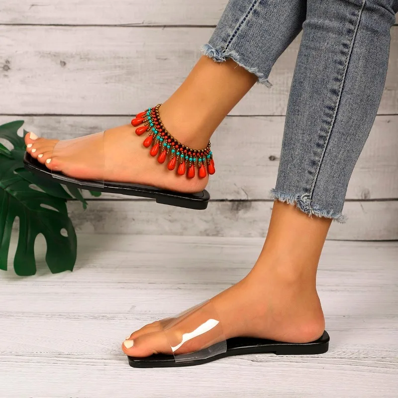 

2025 Fashion Summer Women Slippers Shoes Casual Beach Ladies Clear Sandal Comfortable Flat Indoor Slides Woman Transparent Shoes