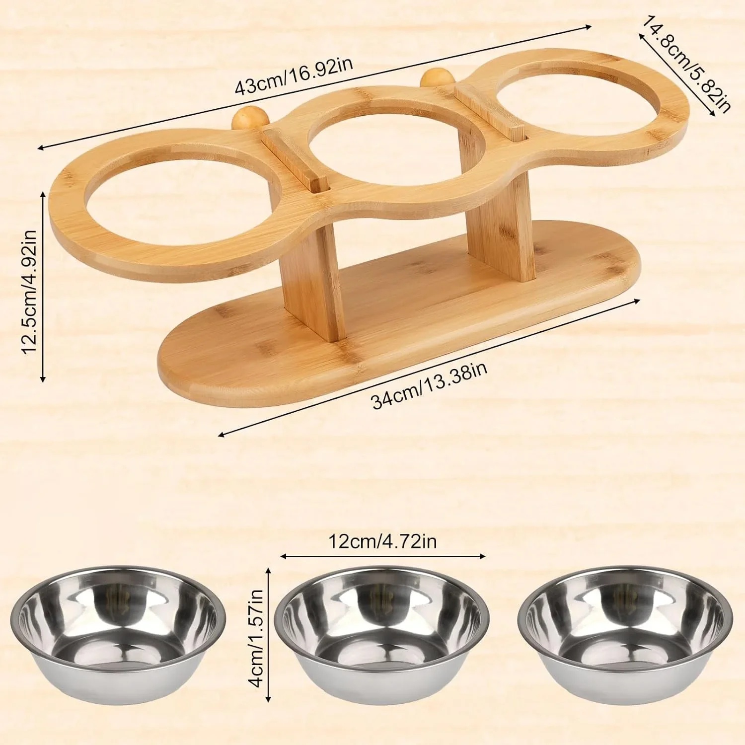 For Cats & Small Dog Wooden Dog Bowl Pet Supplies Elevated Cat Dog Bowls 15 degrees Tilted Raised Cat Food Water Bowls Pet Bowls