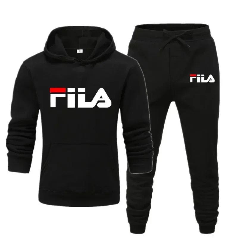 

2025 Men's fashion brand autumn and winter hoodie + casual pants two-piece outdoor running fitness sports clothing set