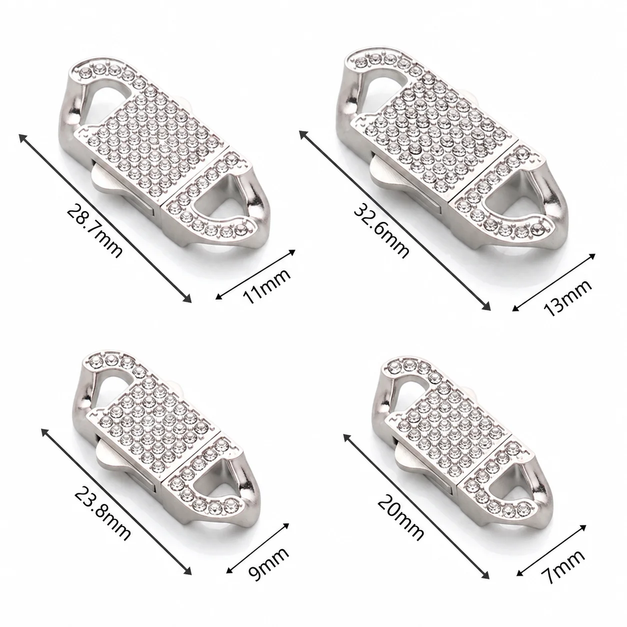 20/50PCS Stainless Steel Cuban Link Clasp Paved Zircon Lock Shape Bracelet Necklace Connector Buckle for DIY Jewelry Making