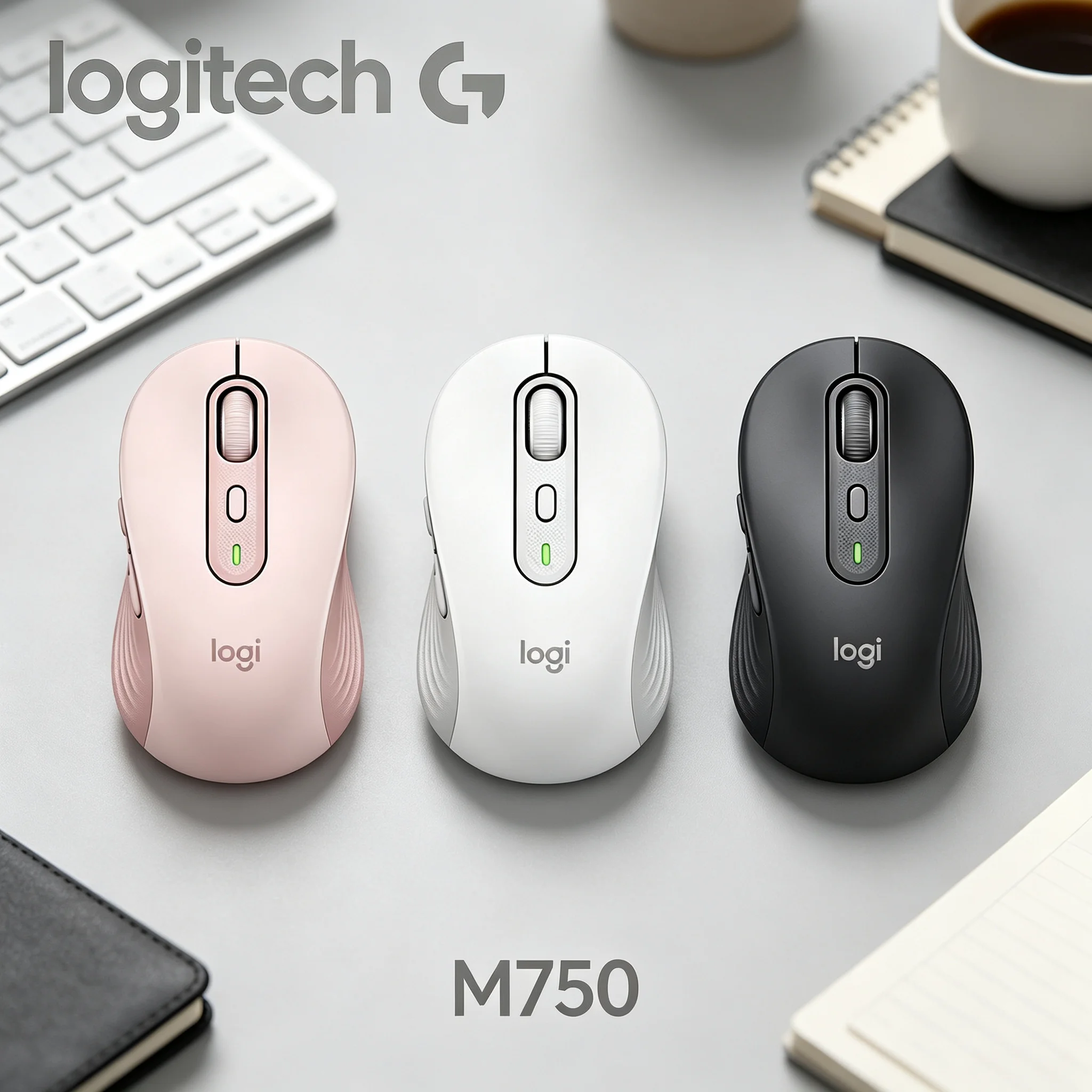 Logitech M750 Silent Wireless Office Mouse Balanced Weight Design Comfort Holding For All‑Day Document Processing Work