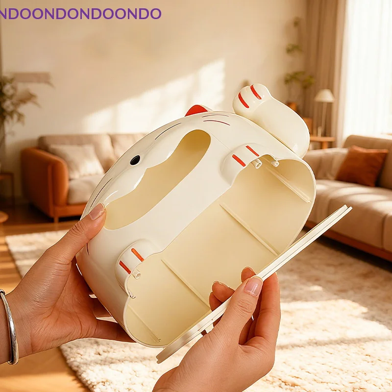 

Cute Cartoon Household Living Room Storage Box For Tissues Lucky Cat Tissue Box, Creative Home Decor Desktop Tissue Box
