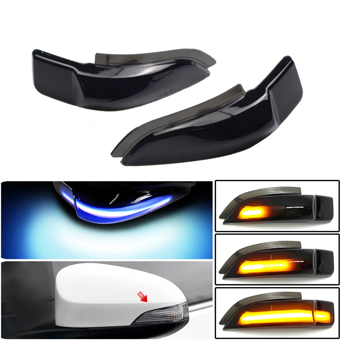 Amber LED Dynamic Turn Signal Light Side Mirror Indicator Lamp For Toyota Corolla Camry Prius Vios CHR Yaris Venza Avalon Altis