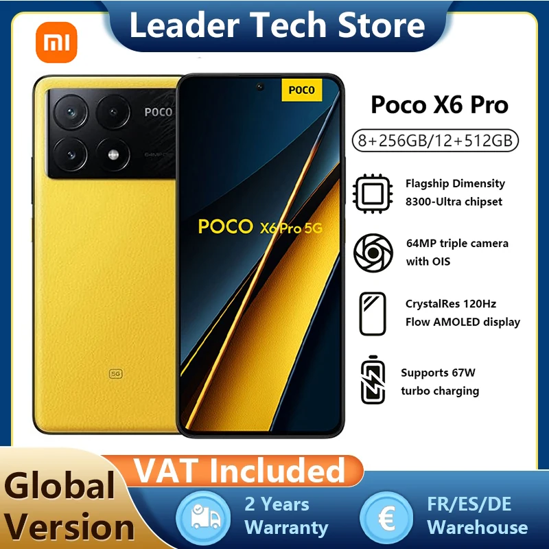 2024 NEW POCO X6 Pro 5G Smartphone MTK Dimensity 8300 NFC 6.67