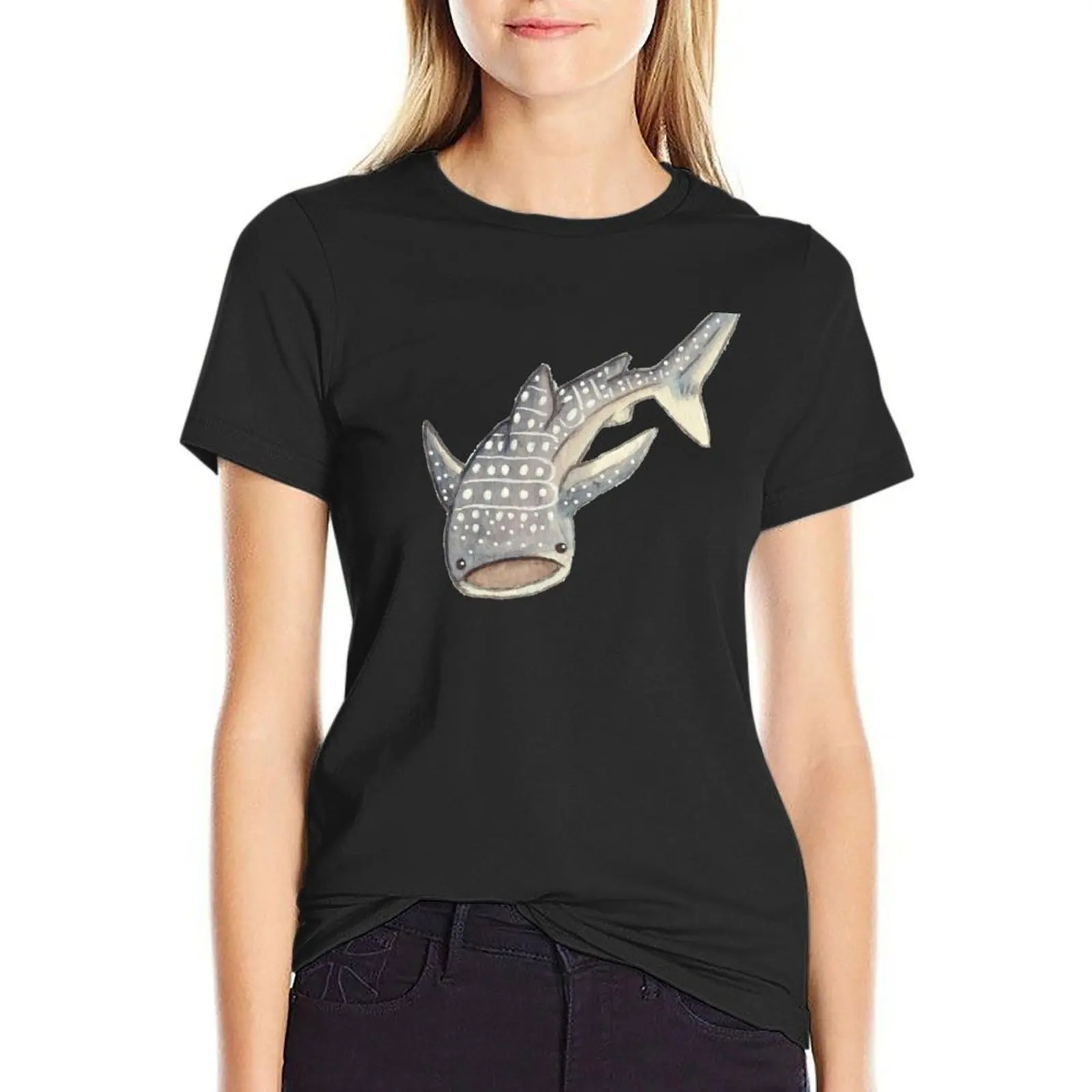 Whale Shark - Watercolour T-Shirt Short sleeve tee oversized summer top female tshirts for Women