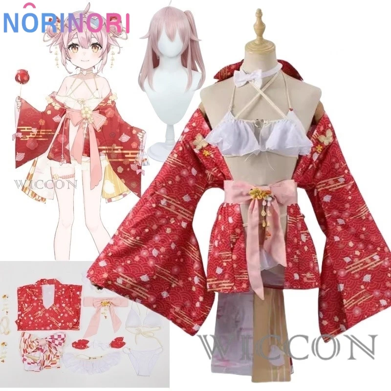 

Vtuber Ace Taffy Cosplay Costume Anime Ace Taffy Swimsuit Kimono Dress with Wig Sweet Suit Cute Halloween Costumes Female