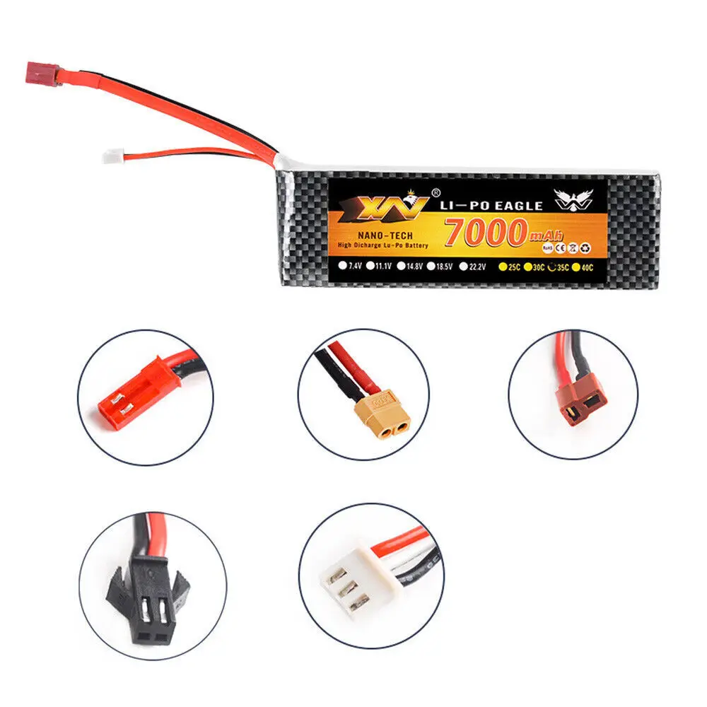 

7.4V 7000mah 2S 35C Lipo Battery T /XT60 /SM /JST plug For Traxxas SCX10 Remote Control Car Truck