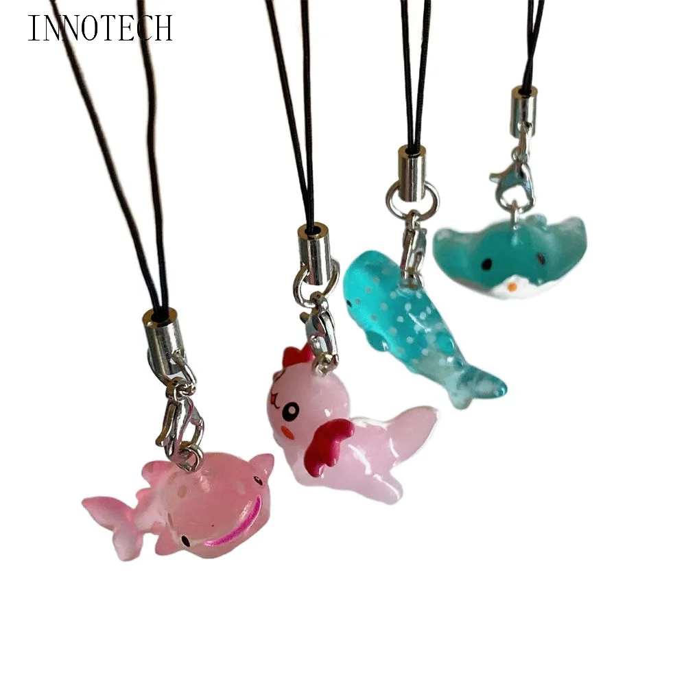 Sea Creature Fish Phone Chain Sea Hare Black Whale Phone Lanyard Handmade Pink Axolotl Jelly Shark Keychain Keychain