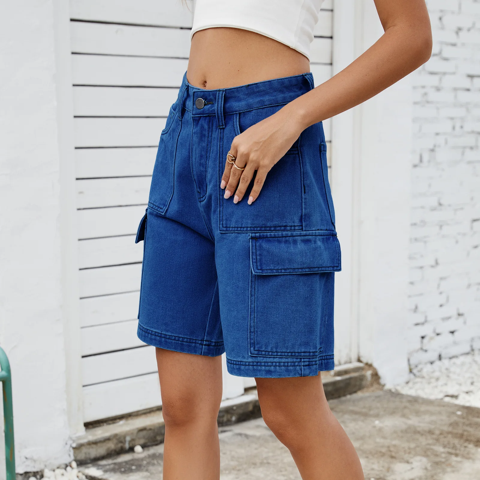 

Chic Summer Short Jeans Female Fashion Denim Shorts Street Hipster Washing Tooling Denim Five-point Pants Shorts Women Y2K