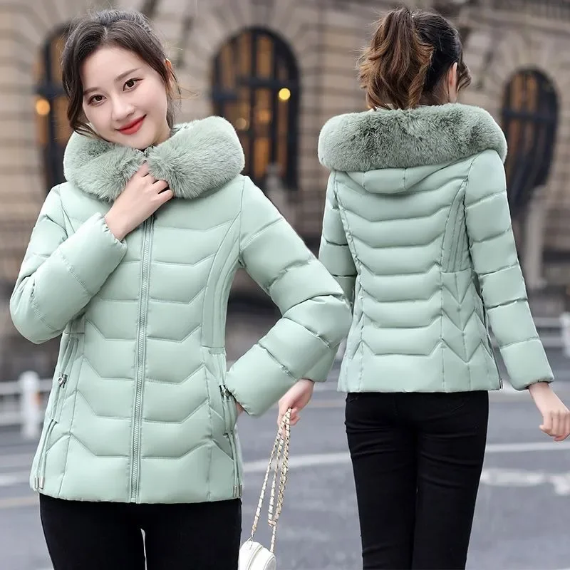 2024 New Winter Jacket Women Parka Fashion Long Coat Wool Liner Hooded Parkas Slim With Fur Collar Warm Snow Wear Padded Clothes