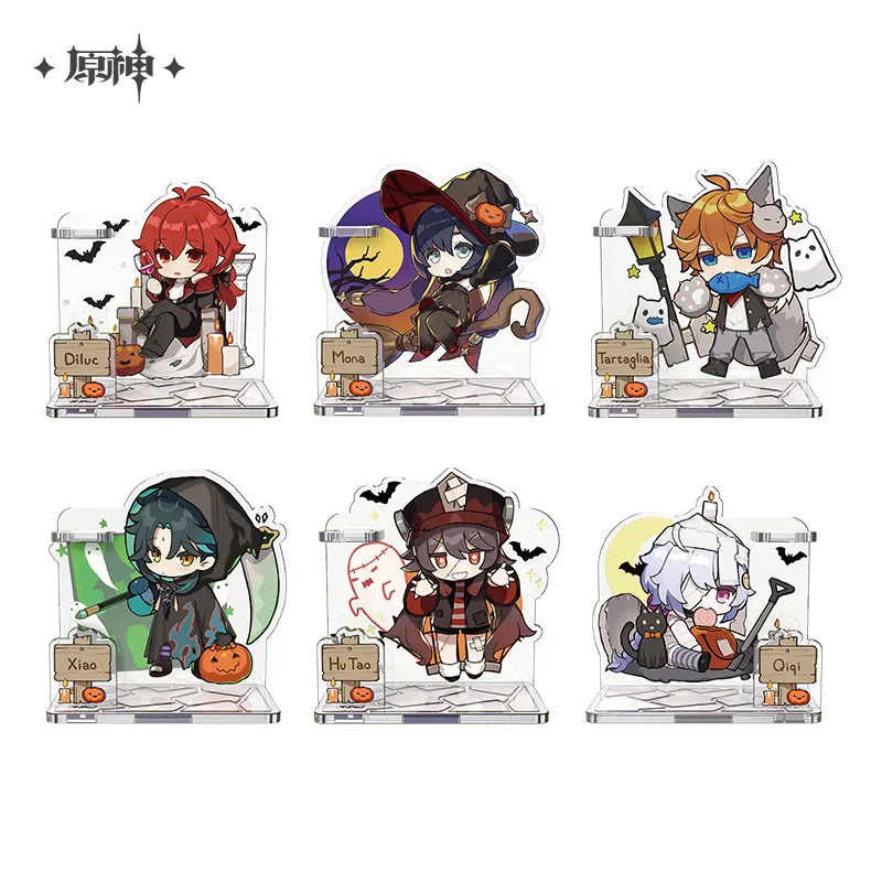 

Game Genshin Impact Official Merch miHoYo Original Authentic Halloween Crossdress Series Acrylic Penholder Stand Xiao Hutao Gift