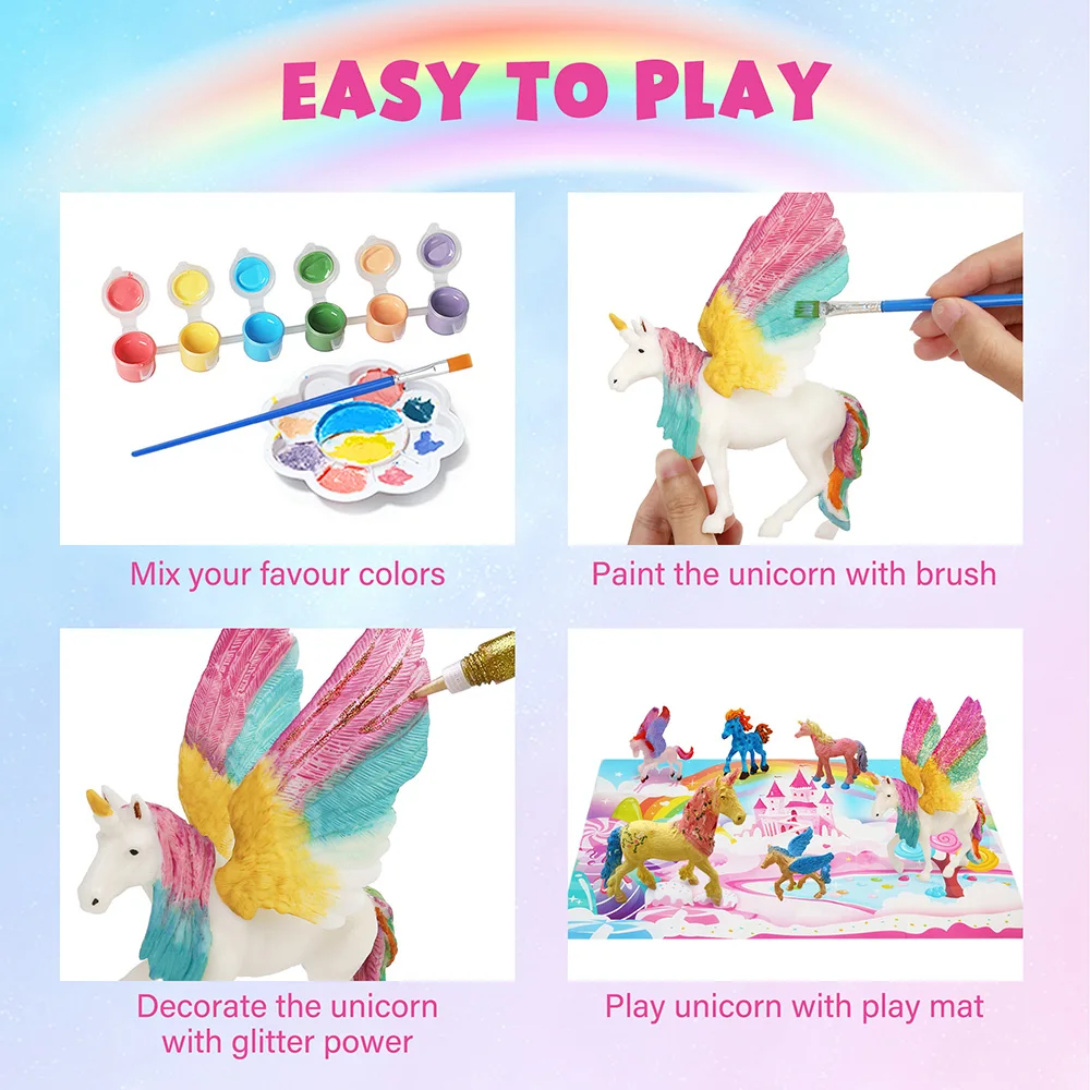 مجموعة أدوات الرسم على شكل وحيد القرن للأطفال، هدية لوحة يونيكورن متوهجة في الظلام للأطفال، لوازم الفنون والحرف اليدوية، مجموعة الرسم الإبداعي #5