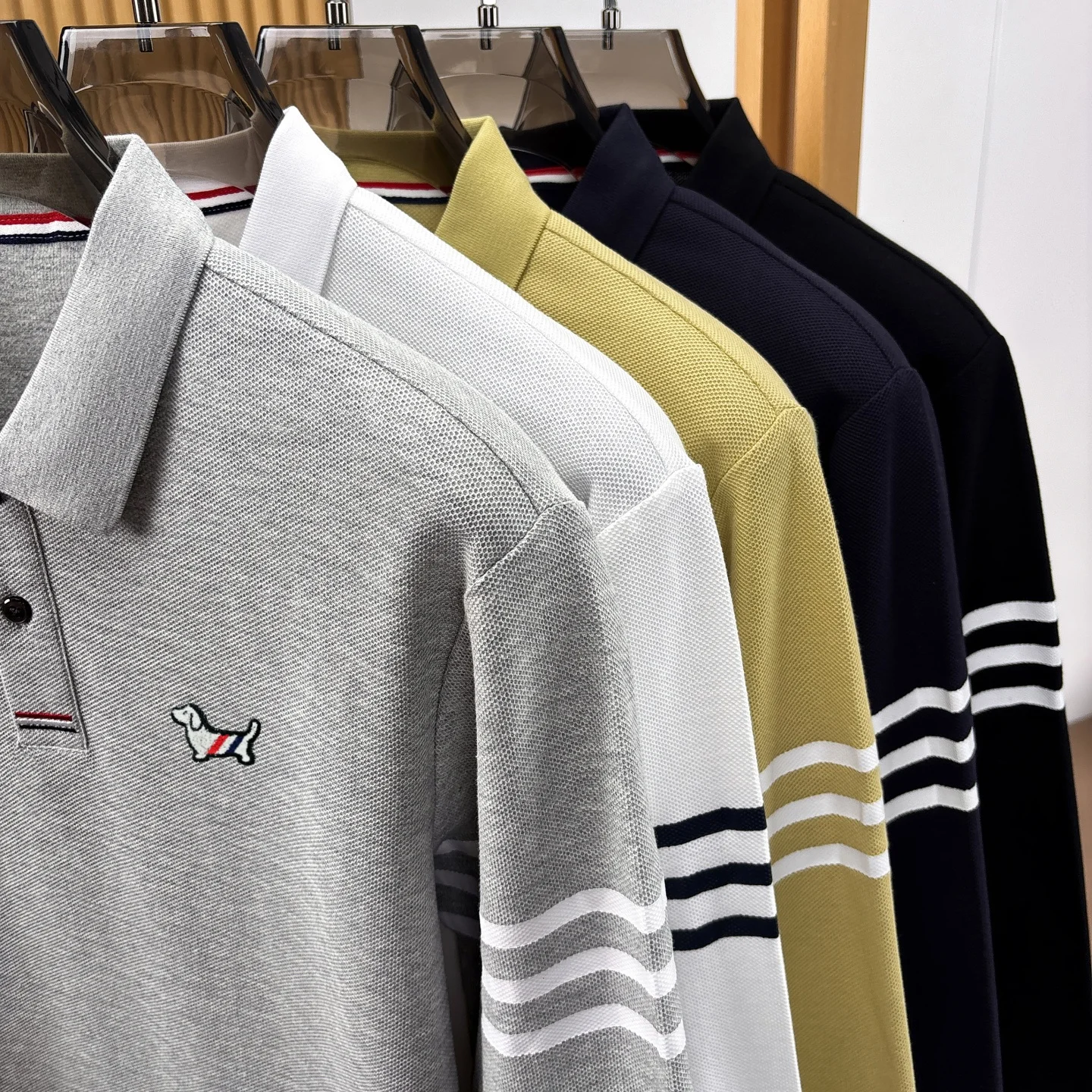 Hochwertige 100% Baumwolle Langärmel Polo Shirt Mode Marke Männer neue Cartoon Welpen Stickerei Komfort Herbst Casual Streifen T-Shirt – Detail 20