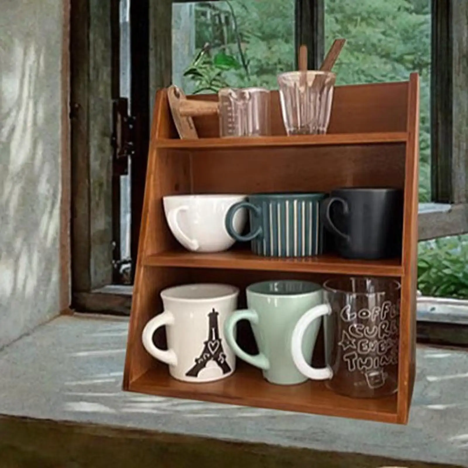 

Wooden Display Riser Shelf Multilayer Reveal Frame 3 Layer Wood Display Stand for Jewelry Cupcake Figurines Buffets Conutertop