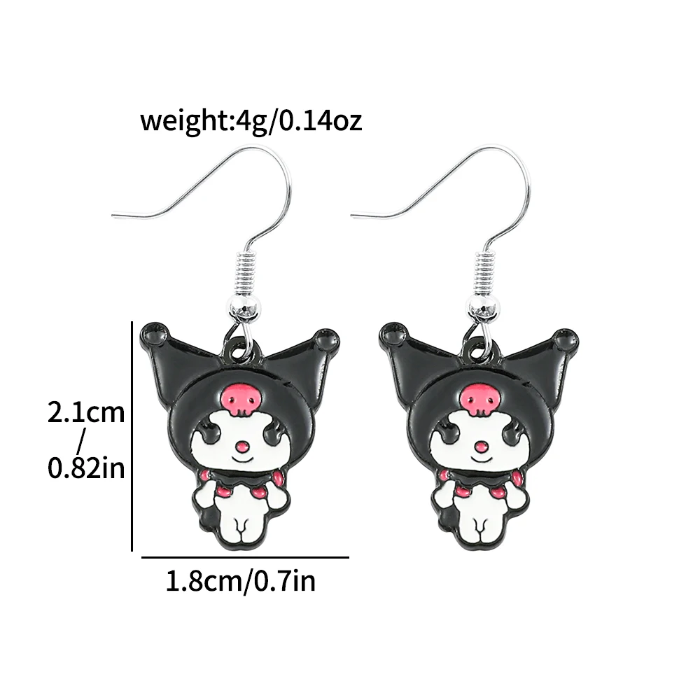 Sanrio Cartoon Kuromi Earrings Fashion Beautiful Girl Earrings Campus Cute Girl Earrings Boutique Gifts