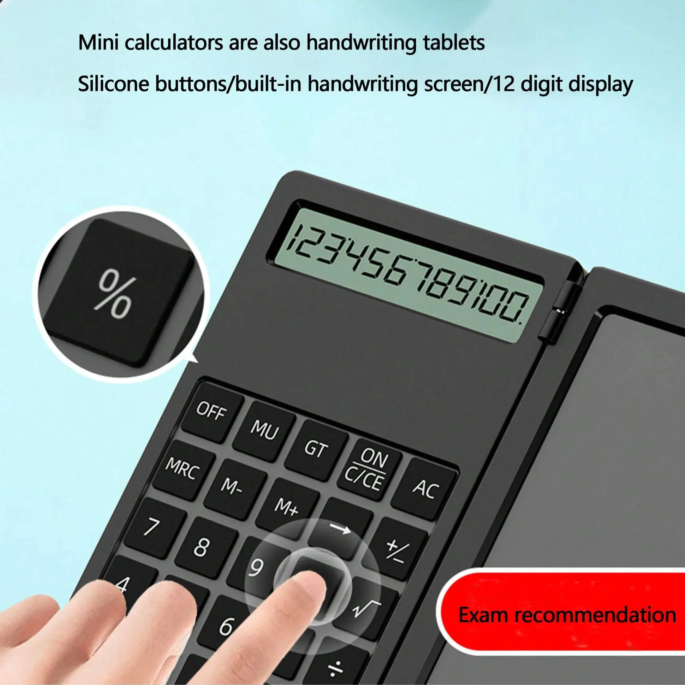 Calculadora científica, calculadora científica plegable LCD de 10 bits, calculadora portátil con tableta borrable,