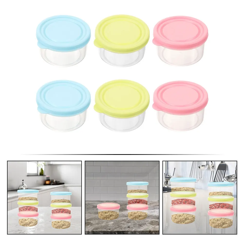 

6Pcs Sauce Container Reusable Small Storage Box Leak Proof for Dipping Sauce Salad Dressing Food Preservation Salad Container