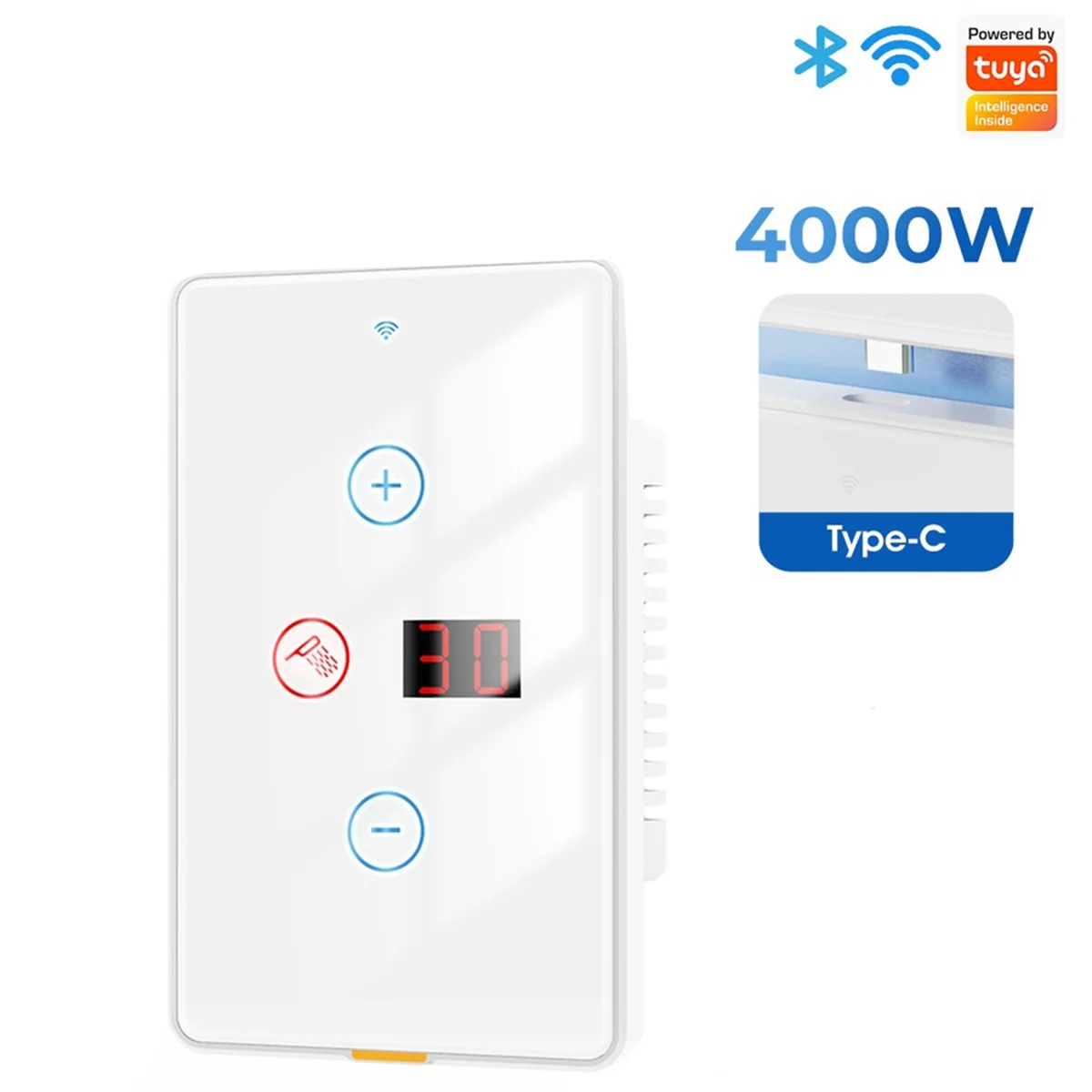 لوحة الحائط التي تعمل باللمس Tuya الذكية واي فاي سخان المياه التبديل لوحة الحائط اللمس 20A الموقت التحكم العمل المنزل الذكي للمنزل أ