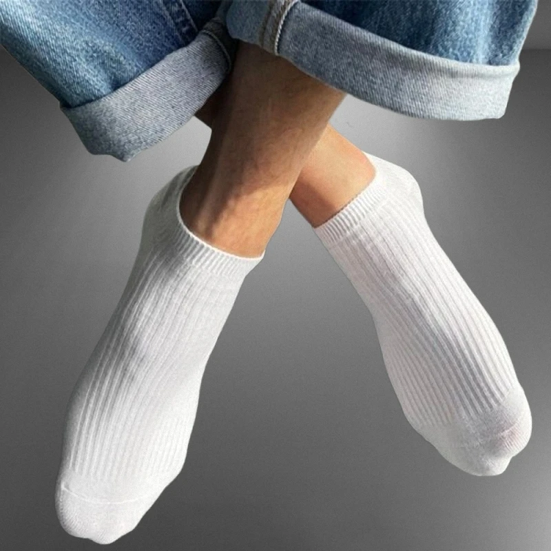 5/10 Pairs High Quality 100% Cotton Men Women Ankle Socks Invisible Sport Sweat-absorbing Low Cut White Black Tube Boat Socks