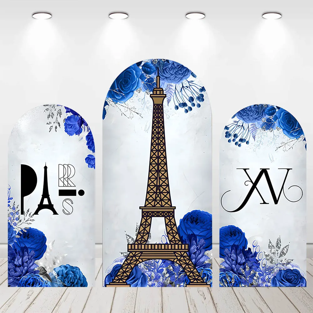 

Mehofond Custom 2-Sided Paris Eiffel Tower Girl Birthday Party Baby Shower Wedding Covers Arch Background Decor Backdrop Photo