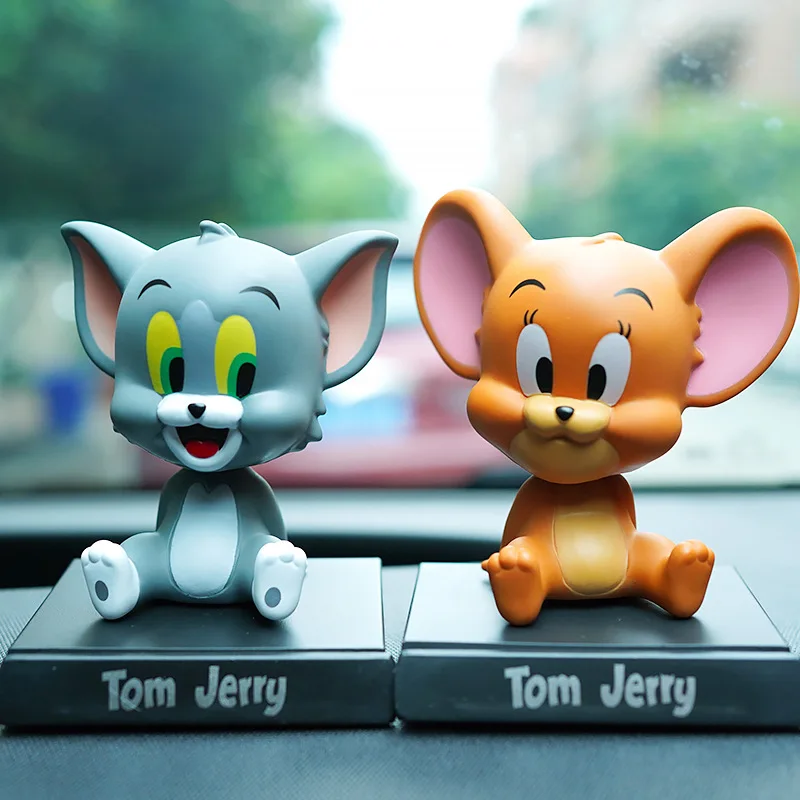 Cute Cartoon Tom and Jerry Kawaii PVC Model Bobblehead Collectible Kids Hobby Toys Present Room Car Decor Charm Birthday Gifts