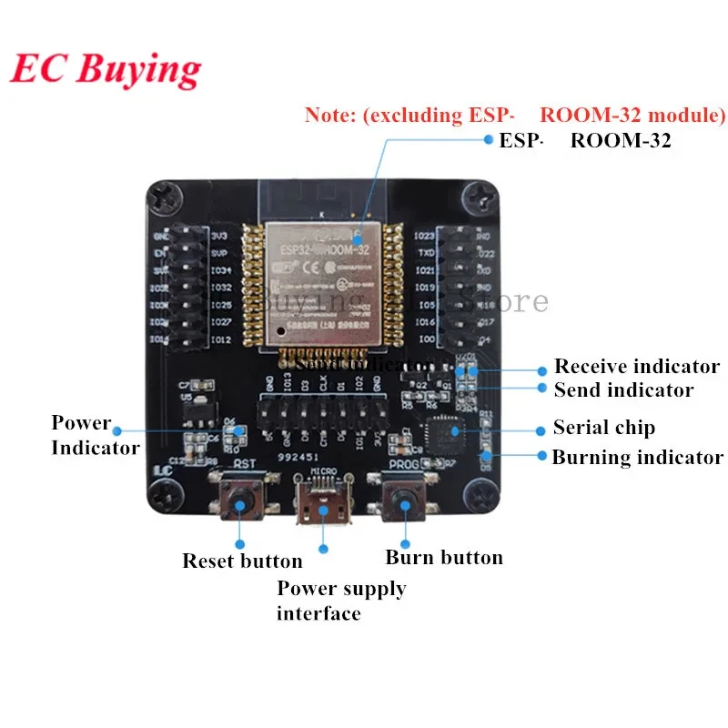 ESP8266 ESP-W&ROOM-32 Development Board Test Programmer Socket Downloader Burning Fixture Tool for ESP-01 ESP-12S ESPW&ROOM-32