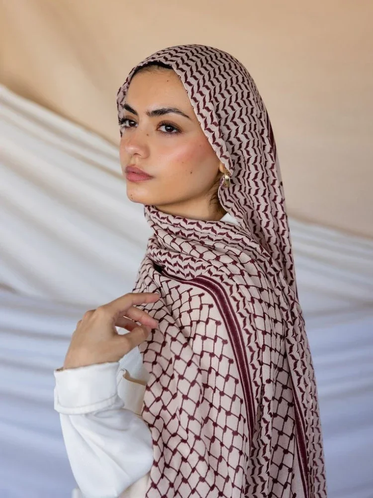 Neue Kuffiyeh Drucke Baumwolle Hijab Schal Atmungsaktive Weiche Lange Mode Vorwärts Schals Kopftuch Moslemisches Hijabs Schal Ramadan