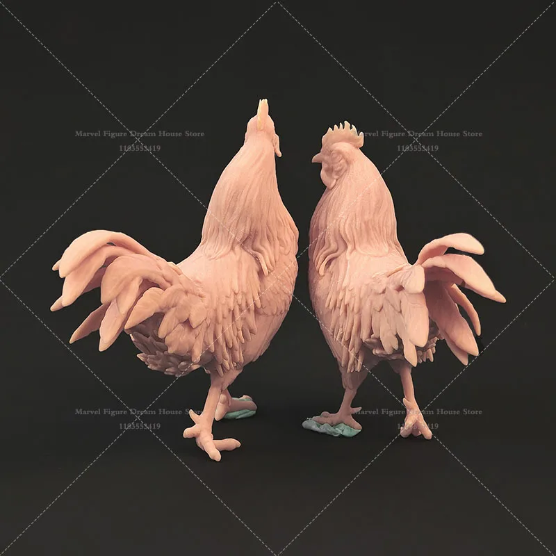 Miniaturowe figurki w skali 1/35 1/18, symulowane modele zwierząt, drobiu gospodarskiego, kogut, niepomalowane, pomarańczowo-szare, dawne figurki mini.