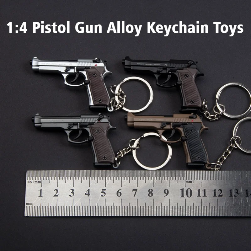 

New Metal Keychain Ornament 1:4 Size 92F Pistol Gun Key Chain Accessories Pendant Gifts Figurines & Miniatures Decoration Crafts