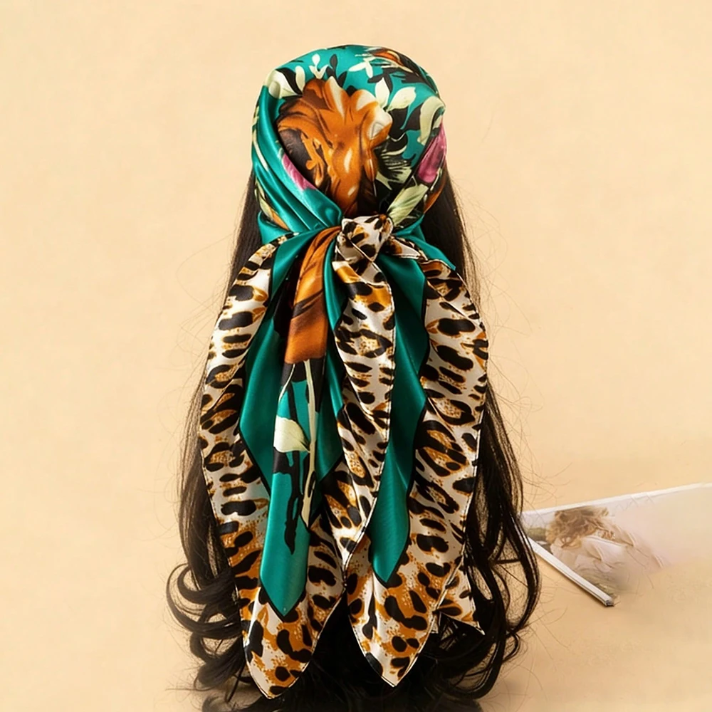 90*90cm Silk Scarf Scarftop Headwraps For Woman Fashion Four Seasons Hair Accessories Hijab Foulard Bandana Femme Headscarf