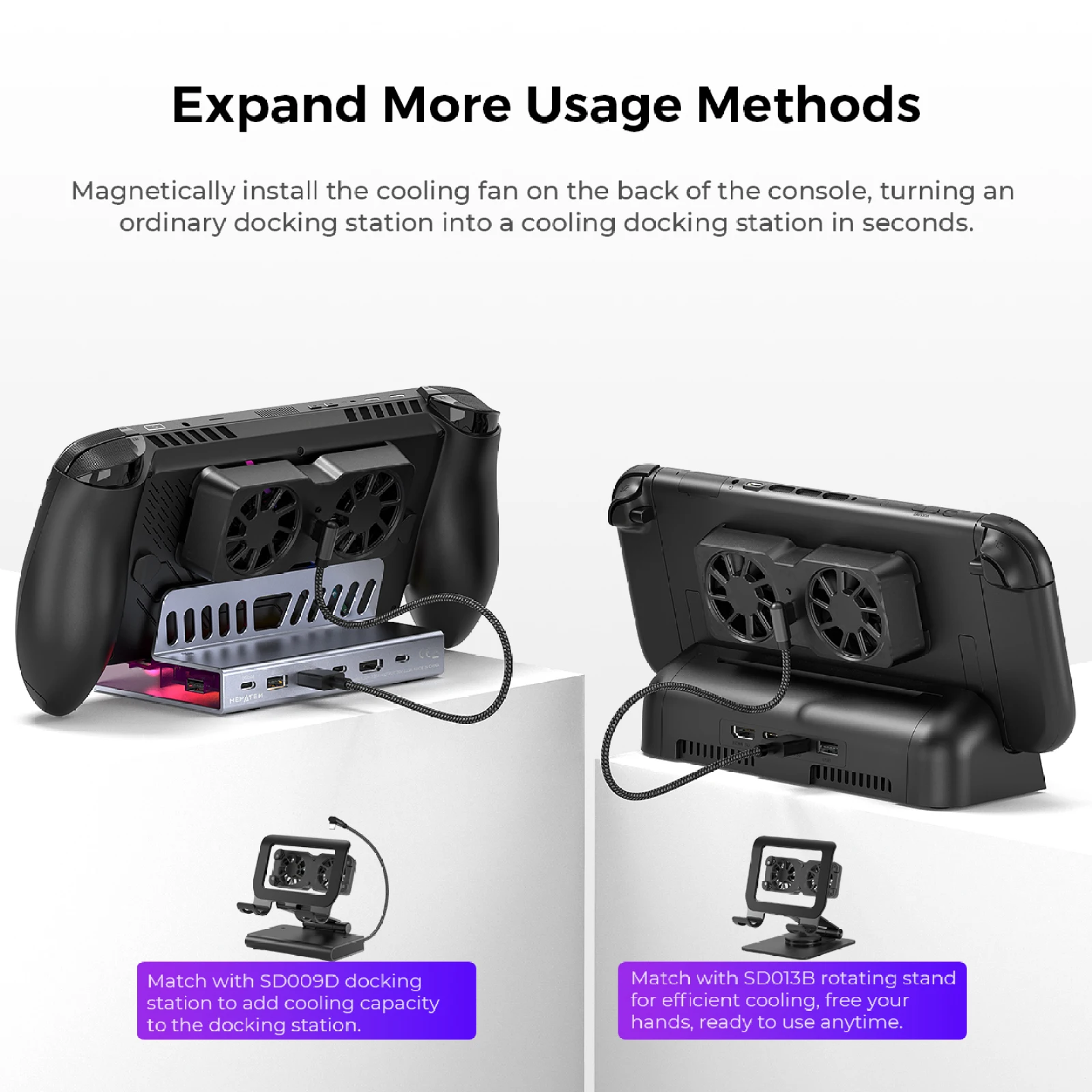 ポータブル磁気冷却ファン-スチームデッキ用-rog-ally-x用-legion-go用-6000rpm-45mm-デュアルファン-10-16cfm風量-3段階速度調整