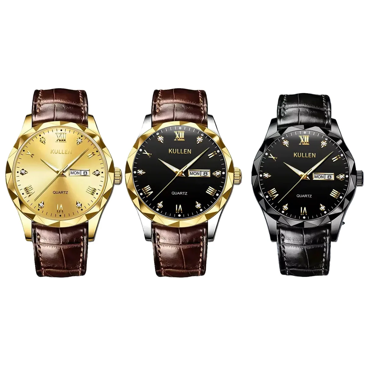 Luxury Original Male Clock Waterproof Luminous Date Week Classic Sports Men's Watches Business Quartz Leather Men Watch