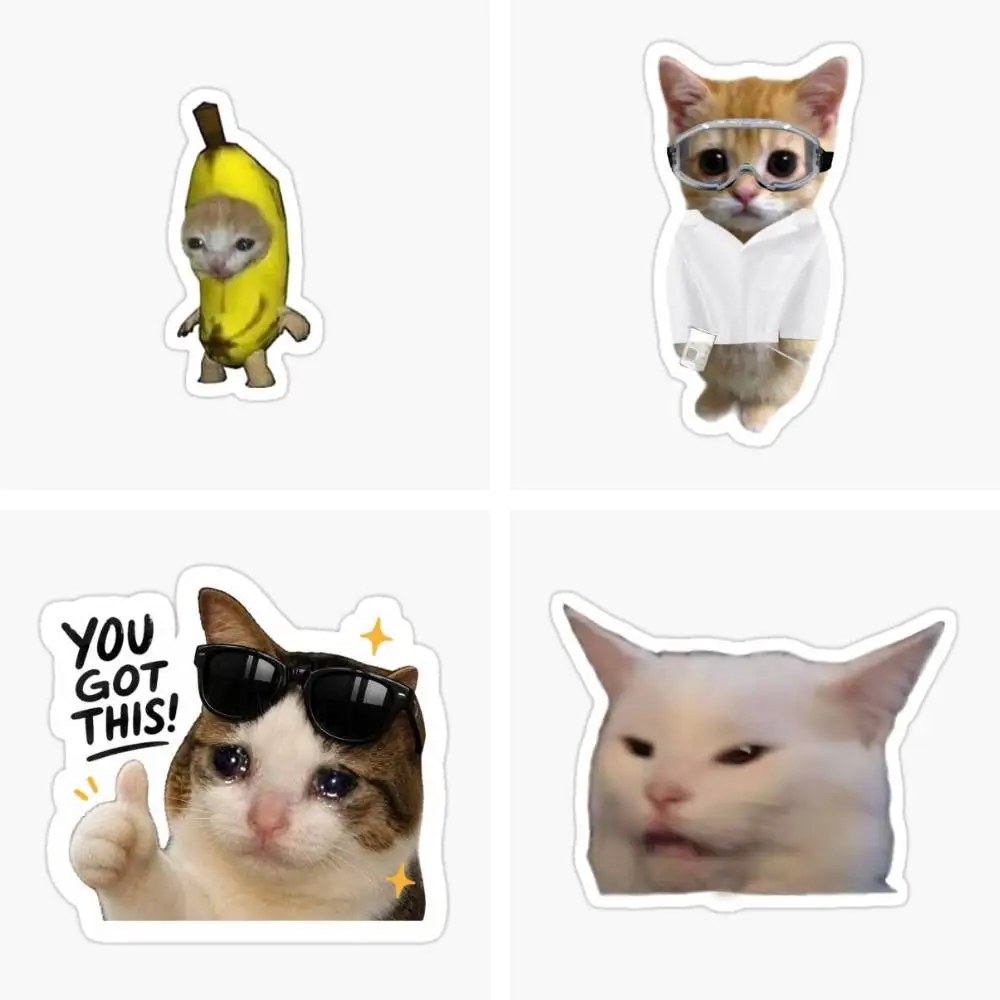 Kawaii Cat Memes Sticker Car Window Bumpers Die-cut Vinyl Stickers Decorative Accessories