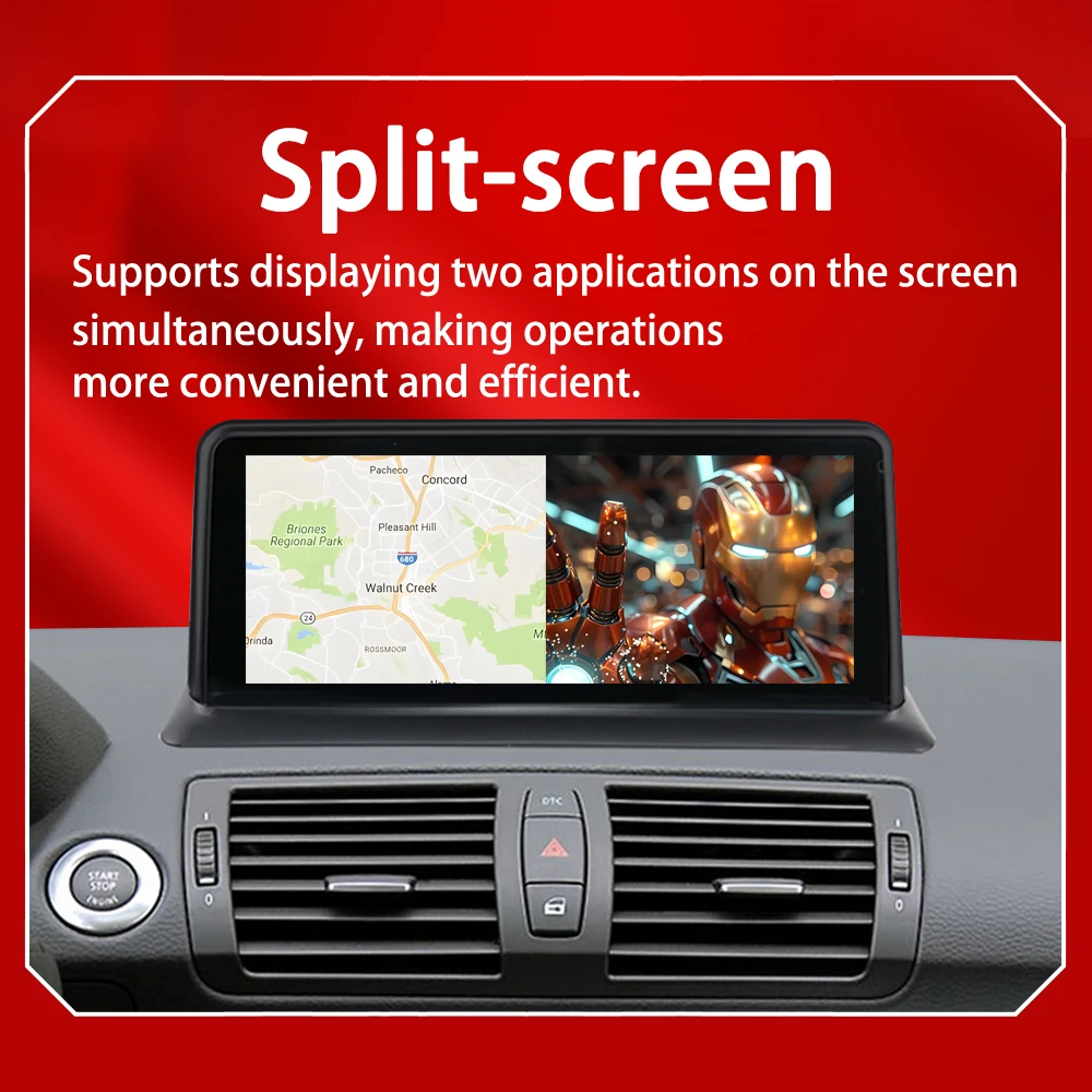 CarPlay inalámbrico Android14 para BMW 1Series E81 E82 E87 E88 10,25 "Qualcomm Snapdragon reproductores de vídeo para coche Radio Multimedia GPS