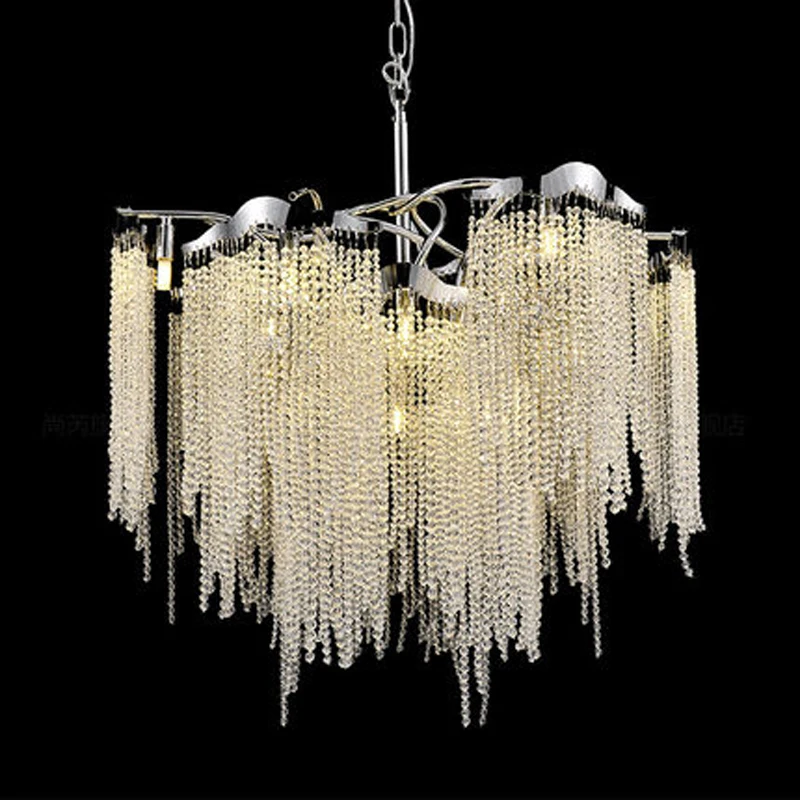 American Tassels Crystal Chandelier LED Light Classical Fringed Chandeliers Light Fixture Bronze Chrome Home Indoor Hanging Lamp